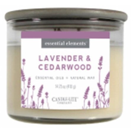 CANDLELITE Candle Lite 251070 14.75 oz Lavender & Cedarwood 3-Wick Jar Candle with Gray Wood Lid 251070
